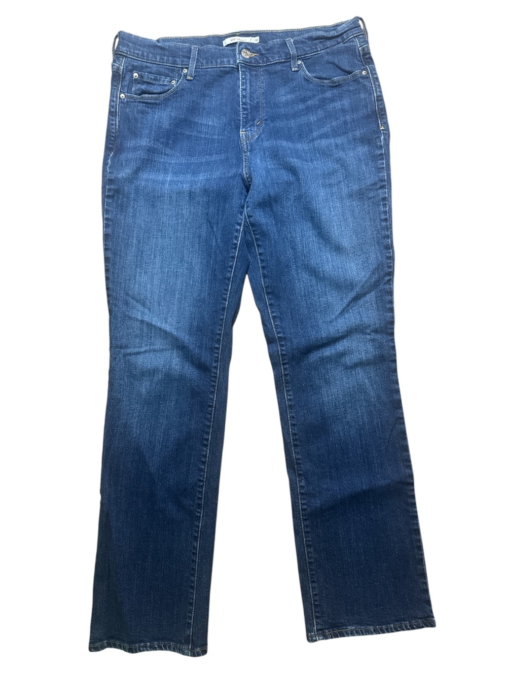 Levi’s 505 Straight Leg Jeans Women’s Size 14 Medium Blue Wash Stretch Denim - Picture 2 of 6